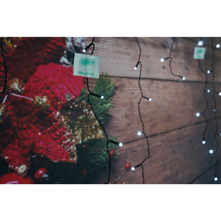 Instalatie de Craciun ® Tip Franjuri, 8 jocuri de lumini, Sectiune 5 m, 143 LED-uri, Interconectabila, Fir Negru, Alb Rece [1]