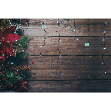 Instalatie de Craciun ® Tip Franjuri, 8 jocuri de lumini, Sectiune 5 m, 143 LED-uri, Interconectabila, Fir Negru, Alb Rece [2]