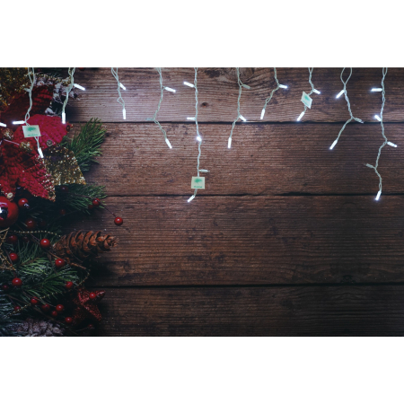 Instalatie de Craciun ® Tip Franjuri cu Flash, IP65, Sectiune 5 m, 120 LED-uri, Interconectabila, Fir Alb, Alb Rece, Atentie! Nu contine Alimentator [1]