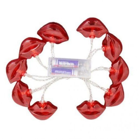 Instalatie de Craciun, ®, Tip Sir cu Baterii, 1.5 m, 10 LED-uri, Model Buze, Rosu [8]