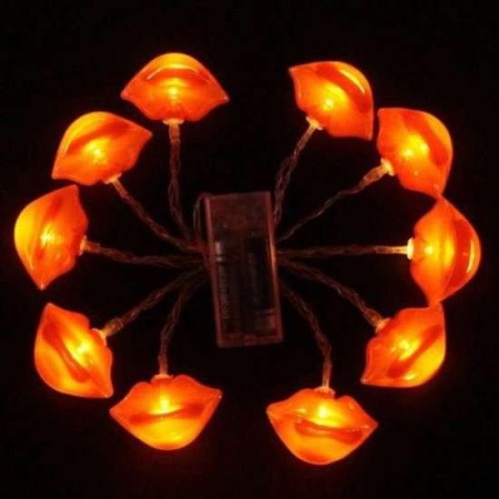 Instalatie de Craciun, ®, Tip Sir cu Baterii, 1.5 m, 10 LED-uri, Model Buze, Rosu [1]