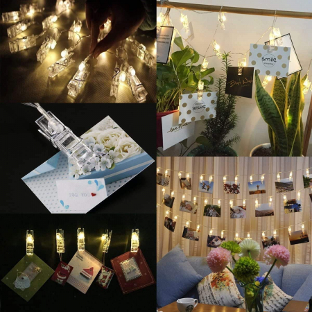 Ghirlanda Luminoasa pentru Fotografii Instalatie Lumini Led cu Carlige pentru Fotografii Instalatie de Craciun cu Lumini LED Ghirlanda cu Lumini LED pentru Brad Instalatie cu Cleme pentru FOtografii [7]