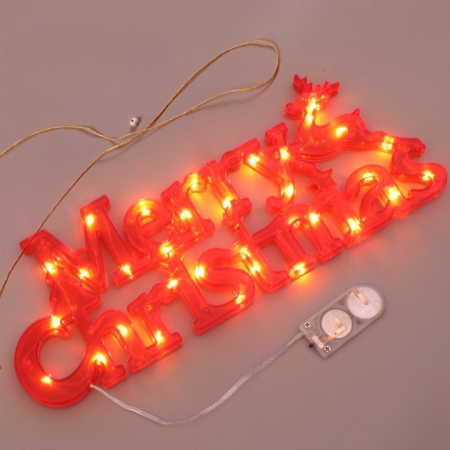 Instalatie LED de Craciun, , Litere 3D, Merry Christmas, Lumina Calda, 27.5 x 10.5 x 1.4 cm, Rosu [6]