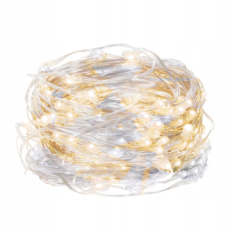 Instalatie lumina decorativa cu 100 LED-uri, 5m, cu alimentare pe baterii, iluminare alba [2]