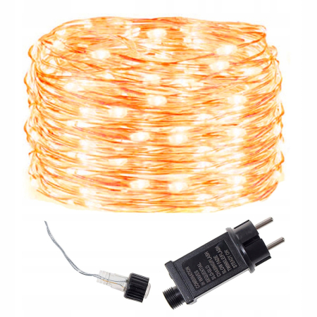 Instalatie lumina decorativa cu 300 LED-uri, 30m, pentru interior/exterior, iluminare galbena [5]
