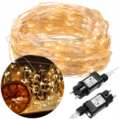 Instalatie lumina decorativa cu 300 LED-uri, 30m, pentru interior/exterior, iluminare galbena [7]