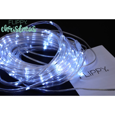 Instalatie luminoasa de Craciun tip furtun luminos, 100 LED-uri, 12 metri lungime, 8 programe, 2 metri prelungitor, sarma din cupru, incarcare solara, alb rece,  [5]