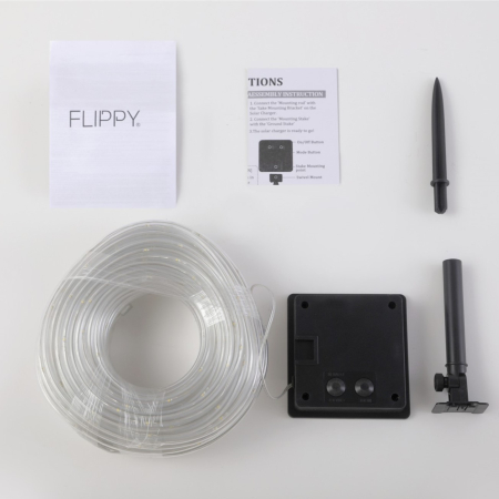 Instalatie luminoasa de Craciun tip furtun luminos, 300 LED-uri, 32 metri lungime, 8 programe, 2 metri prelungitor, sarma din cupru, incarcare solara, alb cald,  [9]