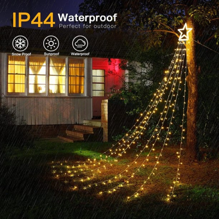 Instalatie luminoasa tip perdea pentru pomul de Craciun, cu stea luminoasa, 350 LED-uri, conectare retea, interior/exterior, lumina calda, Tree Dazzler [3]