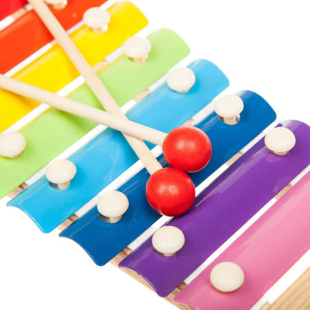 Instrument Muzical Xilofon , din Lemn, 8 Note Muzicale, 2 Bete de Percutie, 4-6 Ani, Multicolor [4]