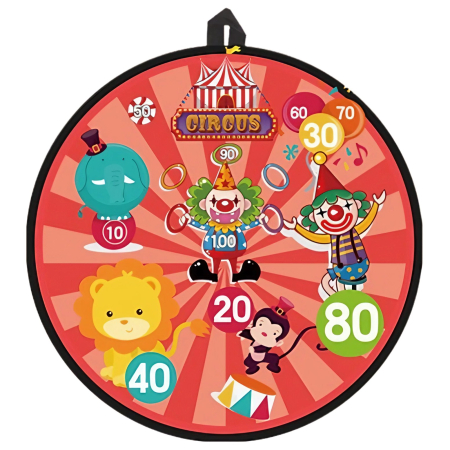 ✨TOATE PRODUSELE✨ - Joc Darts pentru Copii, Placa Pliabila 36.5 cm, 8 Mingii Velcro/Scai Simple, 2 Mingii Luminoase, Model Circ, Rosu