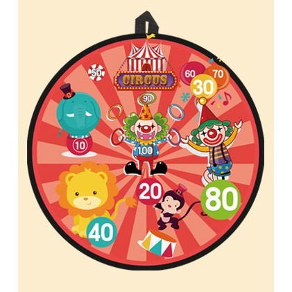 Joc Darts pentru Copii, Placa Pliabila 36.5 cm, 8 Mingii Velcro/Scai Simple, 2 Mingii Luminoase, Model Circ, Rosu [2]