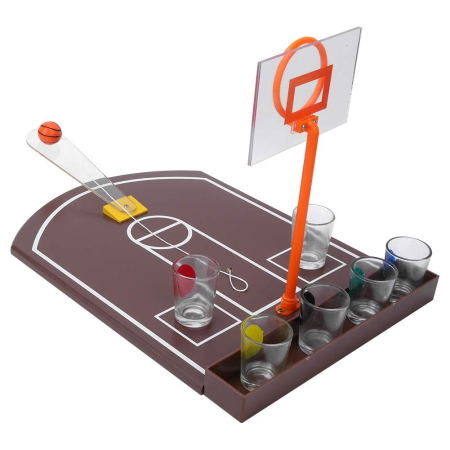 Joc de baut tip baschet , arunca mingea si accepta provocarea, pahare de shot din sticla, 30 x 22.5 x 24 cm, multicolor [2]