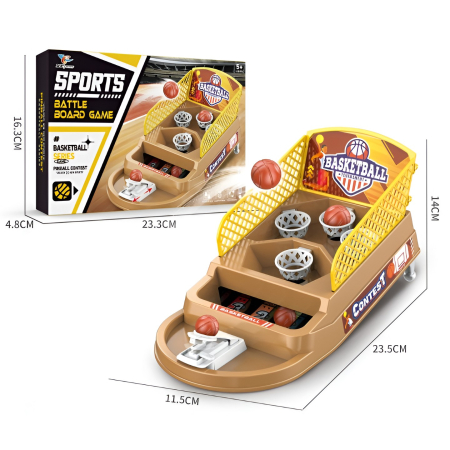 Joc de Masa Mini Baschet Interactiv pentru Copii, , 4 Cosuri, 3 Mingi Incluse, 23.5x11.5x14 cm, Maro [2]