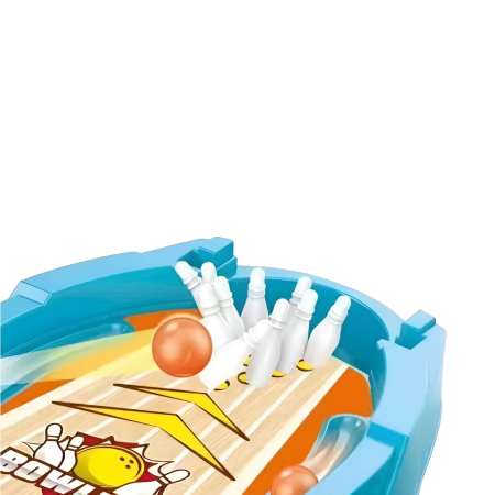 Joc de Masa Mini Bowling Interactiv pentru Copii, , Mingi si Figurine Incluse, 26.5x19.5x5 cm, Albastru [1]