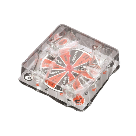 Joc de societate cu 4 pahare de shoturi din sticla , ruleta norocului, pentru petreceri, 17x17x7.5cm [3]