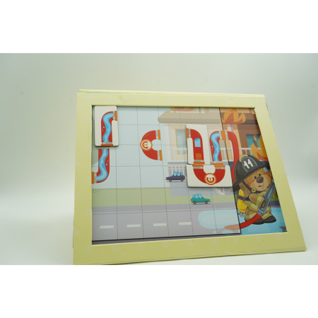 Joc educativ magnetic de interconectare, micul pompier, 15 nivele, 9 carti, pentru copii, +3 ani, multicolor [7]