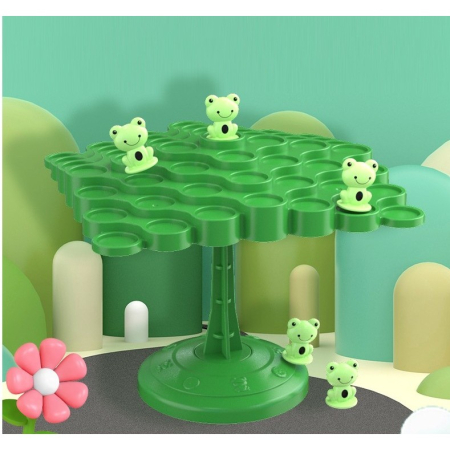 Joc Interactiv, , Broaste in Echilibru, +3 Ani, din Plastic, 50 de Pioni, Placa de Echilibru, Roata cu Pedepse, Zar, 14 x 7 x 14 cm, Verde [3]