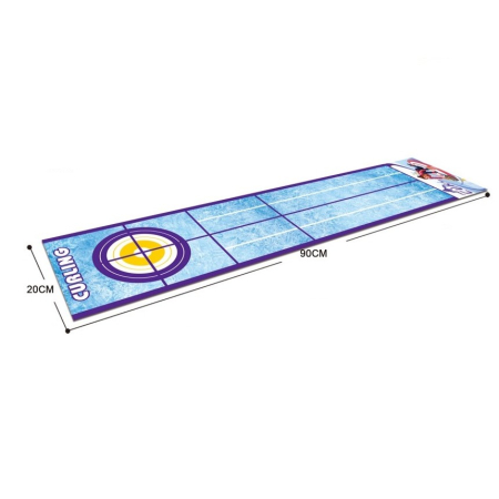 Jocuri de societate - Joc Interactiv, , Covor de Curling 90 x 20 cm, 1-4 Jucatori, +5 Ani, 6 Mingi Incluse, Albastru
