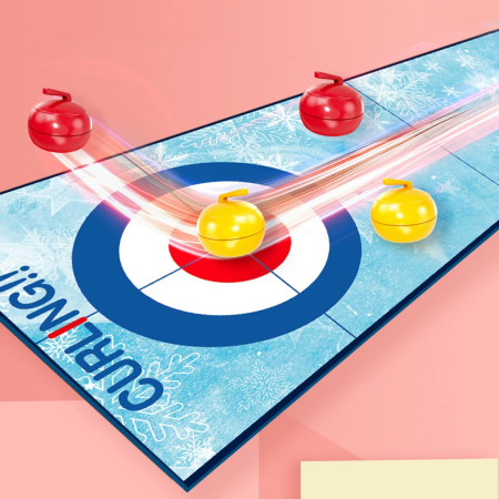 Joc Interactiv, , Covor de Curling 90 x 20 cm, 1-4 Jucatori, +5 Ani, 6 Mingi Incluse, Albastru [1]