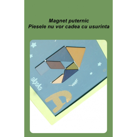 Joc Magnetic Tangram, tabla si forme diverse magnetice, 34 de piese, pentru copii, +3 ani, multicolor [1]