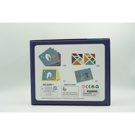 Joc Magnetic Tangram, tabla si forme diverse magnetice, 34 de piese, pentru copii, +3 ani, multicolor [6]