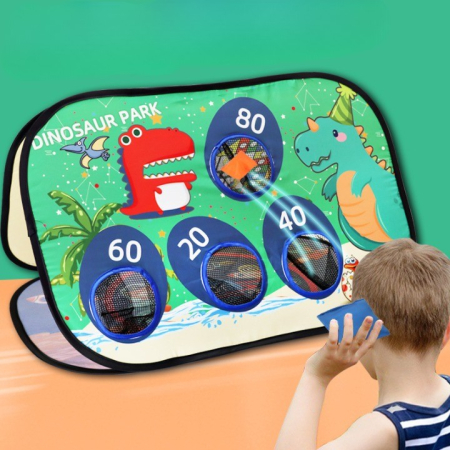 Joc pentru Copii, , Aruncarea Sacilor cu Nisip, Sageti, 8 Mingi, 4 Saci, Geanta Portabila, Interactiv, Model Dinozauri, 77.5x44.5x42 cm, Multicolor [7]