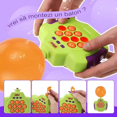 Joc Pop-It Antistres, , Electronic, 50 de Baloane, Muzica, 2 Moduri de Joc, Nivel Maxim 200, 14.5x13.5x5.7cm, Verde [5]