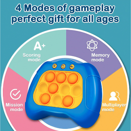 Joc Pop It, , consola, joc interactiv, antistres, cu baterii, Abs si silicon, Alb, 12 x 10 x 5.8 cm [6]