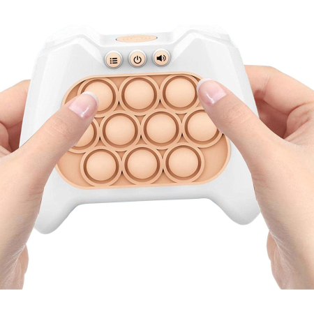 Joc Pop It, , consola, joc interactiv, antistres, cu baterii, Abs si silicon, Alb, 12 x 10 x 5.8 cm [2]