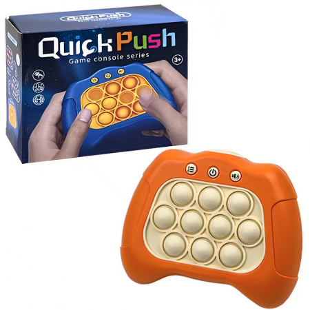 Joc Pop It, , consola, joc interactiv, antistres, cu baterii, Abs si silicon, Portocaliu, 12 x 10 x 5.8 cm [6]