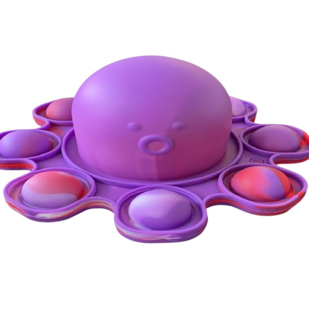 Jucarii Senzoriale, Fidget Toys - Jucarie antistres din silicon, Pop It Now and Flip It, Caracatita reversibila, 20x10 cm, Model 5, Multicolor