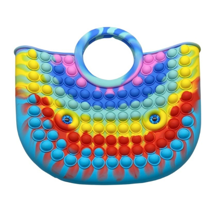 Genti, Portofele, Penare - Jucarie Antistres din silicon , Pop It Now And Flip It, Geanta mare, 28 cm, Multicolor, Model 2