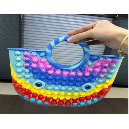 Jucarie Antistres din silicon , Pop It Now And Flip It, Geanta mare, 28 cm, Multicolor, Model 2 [1]