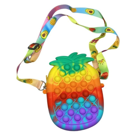 Jucarie antistres din silicon, , Pop It Now and Flip It, Geanta mica, Ananas, Multicolor, Model 1 [5]