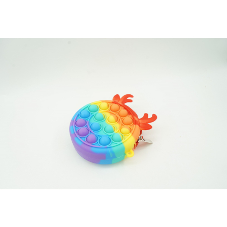 Jucarie antistres din silicon , Pop it Now and Flip It ,Mini Geanta, Ren, 6 cm, Curcubeu [2]