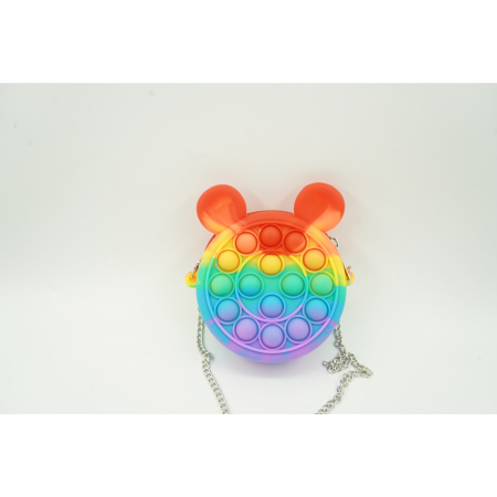 Jucarie antistres din silicon , Pop it Now and Flip It ,Mini Geanta, Soricel, 6 cm, Curcubeu [1]
