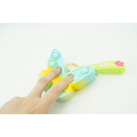 Jucarie antistres din silicon, , Pop It Now and Flip It, Portofel fluturas, Bleu/Galben [4]