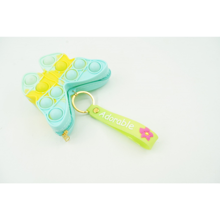 Jucarie antistres din silicon, , Pop It Now and Flip It, Portofel fluturas, Bleu/Galben [3]