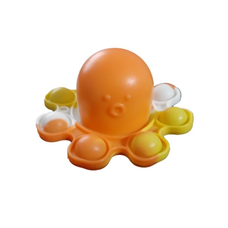 Jucarie Antistres, , Tip Pop It, Caracatita Reversibila, din Silicon, 20 x 10 cm, Portocaliu [2]
