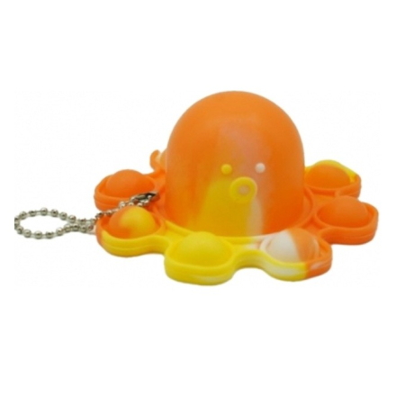 Jucarii Senzoriale, Fidget Toys - Jucarie Antistres, , Tip Pop It, Caracatita Reversibila, din Silicon, 20 x 10 cm, Portocaliu