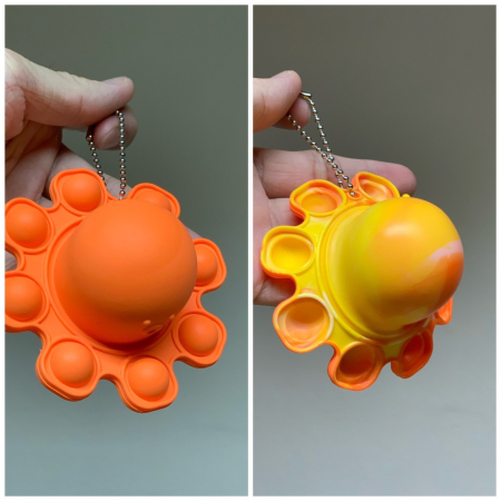 Jucarie Antistres, , Tip Pop It, Caracatita Reversibila, din Silicon, 20 x 10 cm, Portocaliu [1]