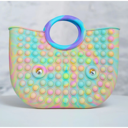 Jucarie Antistres, , Tip Pop It Now and Flip It, Geanta, din Silicon, 28 cm, Multicolor [2]