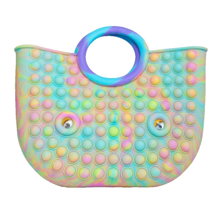 Jucarii Senzoriale, Fidget Toys - Jucarie Antistres, , Tip Pop It Now and Flip It, Geanta, din Silicon, 28 cm, Multicolor