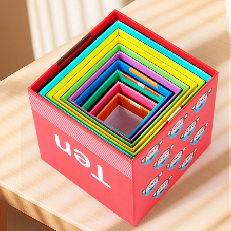 Jucarie de Construit, , Blocuri Stivuibile, +3 Ani, 10 Cutii, Invatare numere 1-10, 13.4 x 13.4 x 13.4 cm, Multicolor [4]