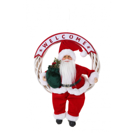 Figurine Decorative Craciun - Jucarie decorativa, , Mos Craciun, 40 cm x 27 cm, grosime 12 cm, lana, tesatura de plus, poliester, interior/exterior