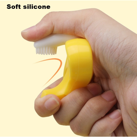 Jucarie dentitie bebelusi , banana, cu manere de prindere, material silicon non-toxic, fara miros, 10.5x5.9 cm, galben [3]