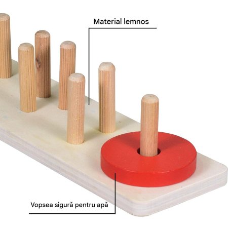 Jucarie Educativa Tip Montessori din Lemn, 20 Piese Stivuibile, Forme Geometrice si Numarare 1-5 - ORIGINAL DEALS [14]