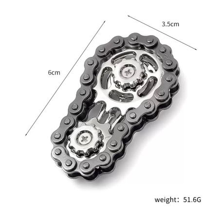 Jucarii Senzoriale, Fidget Toys - Jucarie Fidget Spinner Premium Anti Stres, , Giroscop din Aliaj, Jucarie din Metal de decompresie, forma Lant de Angrenaj de Bicicleta, 6 x 3.5 cm, Negru