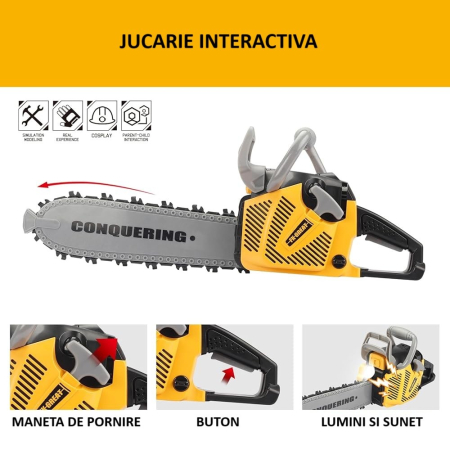 Jucarie Fierastrau Electric pentru Copii, , cu Sunete și Lumini, Joc de Rol Interactiv, +3 Ani, 43 x 10 x 18.5 cm, Portocaliu [3]